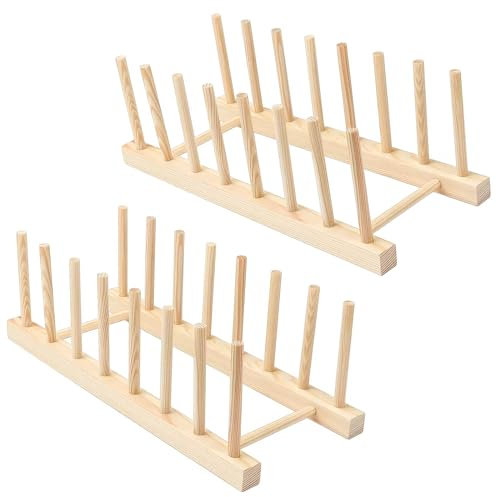 AOOGON Abtropfgestell, Geschirrabtropfgestell, Brettchen Tellerständer, Tellerhalter, Topfdeckelhalter, Buchständer für Schneidebrett, Topf Deckel, Teller, Schüssel, Tassen —7 Slots (2)