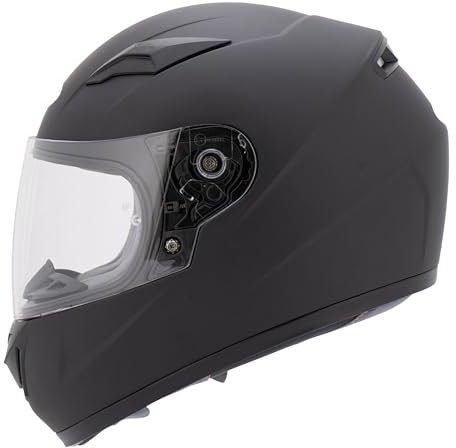 MTR S-12 Kids Evo Motorradhelm Kinder, Kinderhelm Motorrad ECE 22.06 Zertifiziert - Maximale Verkehrssicherheit, Robuster & Leiser Kinder Motorradhelm, Ratschenverschluss, Klares Visier, Schwarz, YS