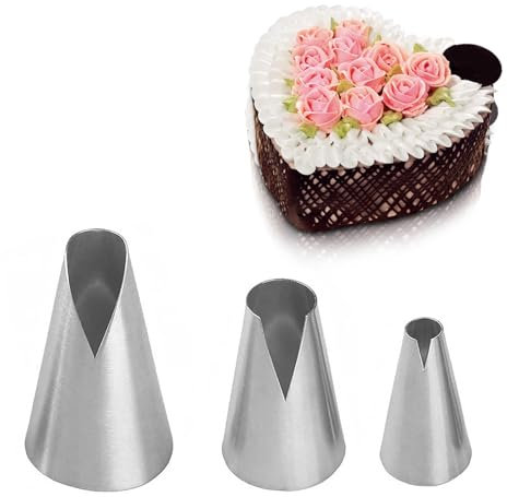 Russian Piping Tips Set, 3 Pcs Cake Decorating Tips V-shaped Wave Nozzles Piping Kit Large Piping Tips Cupcake Tips for Pastry Cupcakes Cakes Cookies Decorating Stainless Steel Kitchen Gadgets