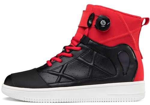 Stivali da Moto durevoli per Uomo e Donna, Scarpe da Moto Stile Street, Stivali da Moto da Cross di Sicurezza, Stivali da Moto Essenziali per Il Pilota,Rosso,43