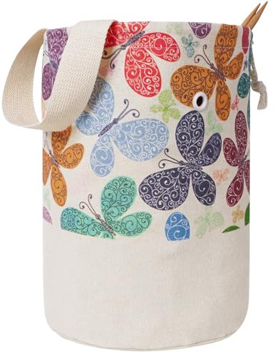 TOGETRUE Garntasche, Strick-/Häkeltasche, tragbare Garnaufbewahrungstaschen, Organizer für Häkelprojekte, zum Aufbewahren von Knäuel, kurze Stricknadel (Medium, Schmetterling)