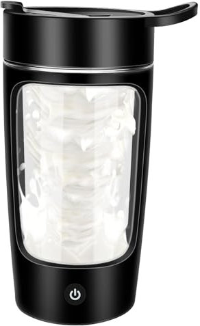 Electric Protein Shaker Bottle, 650ml/22 oz Blender Bottles Portable Mixer Cup/USB Rechargeable Protein Shaker Bottles for Protein, Coffee, Milkshake,Oatmeal,Perfect Gym Gift for Men/Women (Black)