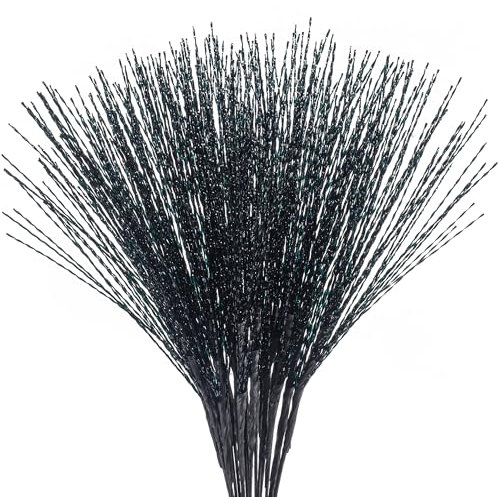 KI Store 20 Stück deko Zweig Weihnachten äste künstlicher weihnachtszweig 45cm kein Glitzer bastelzweige dekozweig Stem Mistelzweig für Weihnachts deko Haustiere (Schwarz)