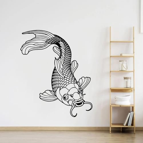 SHELOG Koi Fisch Wandtattoo Schlafzimmer Büro Koi China Angeln Meer Ozean Tier Wandtattoo Wohnzimmer Badezimmer Vinyl Home Decor