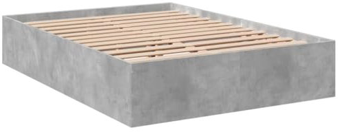 vidaXL Cadre de lit Gris béton 120x190 cm Bois d'ingénierie, Meuble de Chambre à Coucher, sommier, lit à Panneaux, lit, lit Double, lit Plate-Forme