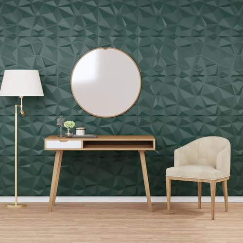 LAPOOH Wandpaneele 24 Stück Grün 50x50cm EPS 6m² Diamant Wandpaneele Paneele für Innenwanddekor Wandverkleidung Paneele für Wohnzimmer-356929