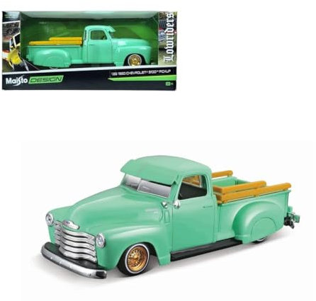 Maisto 1950 Chevrolet 3100 Pickup Truck Lowrider Hellgrün mit Goldrädern Lowriders Serie 1/24 Druckguss Modellauto