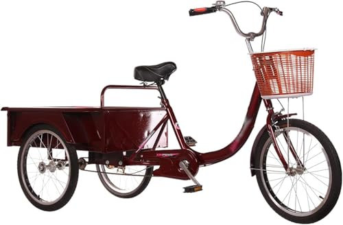 Dreirädriges Cruiser-Fahrrad, 20-Zoll-Dreirad für Erwachsene, rutschfeste Reifen mit Einkaufskorb, traditionelles Design für Senioren, DREI Größen (M)