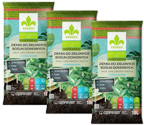3X Blumenerde 10L - Erde mit Dünger - insgesamt 30L - Set - torffrei - Zimmerpflanzenerde für Zimmerpflanzen, Balkonpflanzen, Gartenpflanzen, Gewächshauspflanzen, Grünpflanzen - Pflanzerde