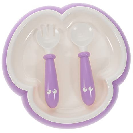 CRILSTYLEO 1juego Utensilios De Alimentación Para Bebés Succión De Cuencos Cucharas y Tenedores De Diseño Antivuelco y De Usar Para Entrenamiento De Comida Infantil