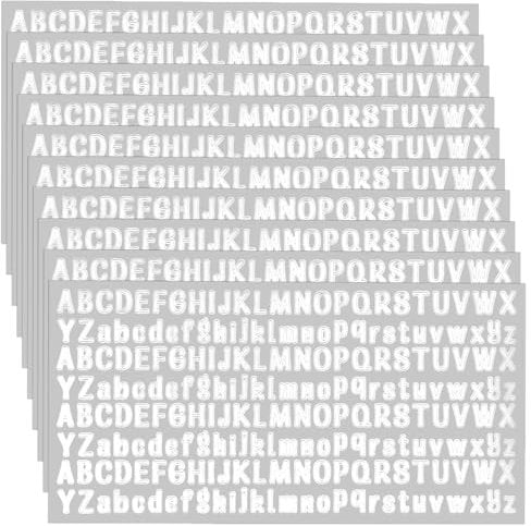 10 Sheets Small Letter Stickers Mini White Alphabet Stickers 1/2 Waterproof Alphabet Stickers Self Adhesive Vinyl Letters Stickers for Mailbox Mug Sign Scrapbook Poster