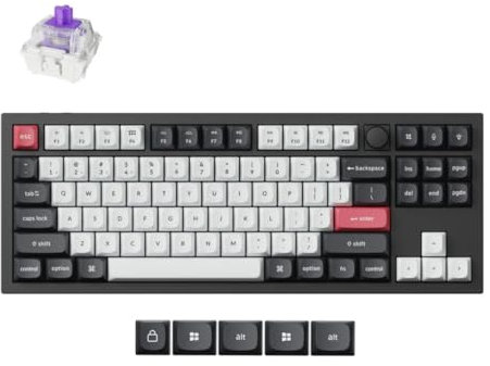 Keychron Q3 HE Wireless Custom Mechanical Tastatur,80% ANSI Layout QMK/VIA Programmierbares Vollaluminium Bluetooth/Wired RGB Hot-Swapable Hall Effect Gateron Magn (Schwarz)