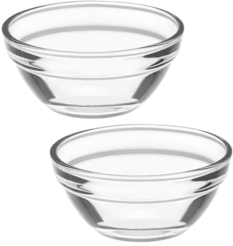 Alipis 2 Pack Clear Glass Pudding Bowls Stackable Small Prep Bowls for Desserts Fruit Nuts Salads and Chinese Pudding Transparent Kitchen Bowls for Home Bar Hotel and Restaurant Use