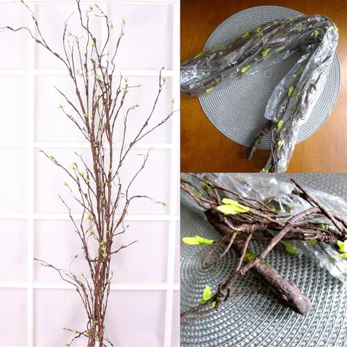 118 Pouces Flexible Branches d’Arbre Artificiel Faux Cerisier Fleur Raisin Tronc de Vigne Guirlande brindilles Plantes Bricolage Couronne pour Halloween Mariage accroché Mur Maison Porte d’en