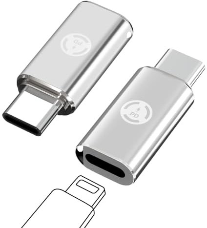 2PCS Lightnning Kabel USB C Adapter, Adapter Lightnning auf USB C Unterstützung von 27W Laden und 480Mbps Datenübertragung, Lightnning to US-B C Adapter für iPhone16/16 Pro/16 Pro MAX (Silber)