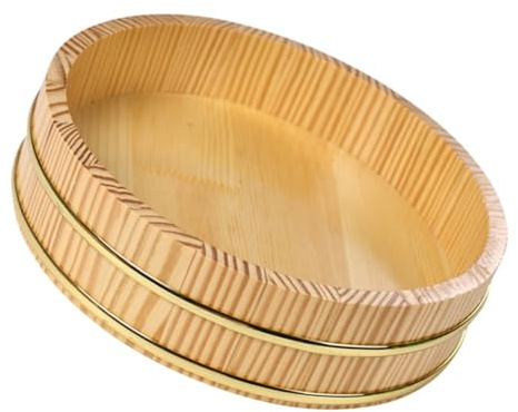 DECHOUS Holz Sushi Reisschüssel 24cm Verschleißfester Holzeimer mit Großem Fassungsvermögen für Sushi Reis Zubereitung und Servieren Esstisch