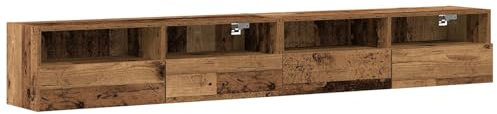 vidaXL Cabinet TV Mural 2 pcs Bois Ancien 100x30x30cm Bois Ingénierie, Salon, Meuble de Rangement média rectangulaire, Support Mural Moderne, Meubles Gain de Place, étagères
