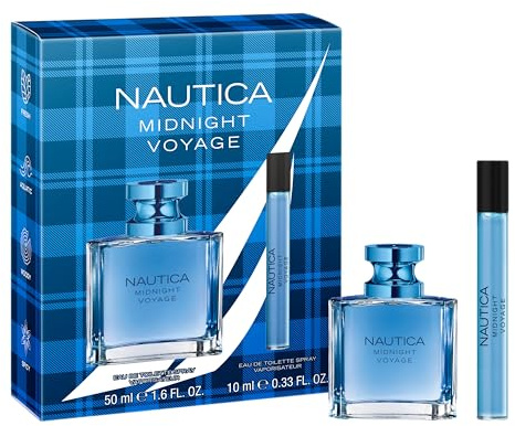Nautica Midnight Voyage Geschenkset mit zwei Eau de Toilette für Herren, Duft Fougère Mann, 50 ml und 15 ml