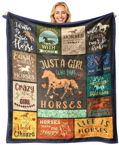 standhustle Horse Girl Blanket Horses Themed Gifts for Girls Women - Just A Girl Who Loves Horse 50 X 60 Throw Blanket - Christmas Birthday Present for Horses Lovers Teenage Girls