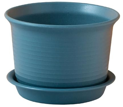 Große Blumentöpfe für den Innenbereich, dicker Übertopf mit Loch und Tablett für alle Hausgärten, zuverlässiges Kunststoffmuster, Blumentopf für Zuhause, Garten, Outdoor (Blau, A)