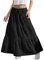Girls Skirt Beach Boho Casual Festival Summer Skirts Elastic Waist Plain A-Line Long Dress Flowy Swing Ruched Ruffled Tiered Maxi Skirt for Kids 4-15 Years Black