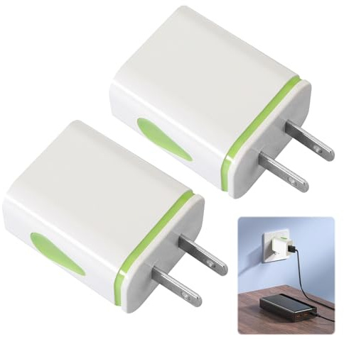 2 PCS UK to USA Plug Adapter with Dual USB Ports,Compact Design UK to US Plug Adaptor (2.1A Fast Charge) for US/Canada/Mexico Travel,Compatible with iPhone/Samsung/Etc