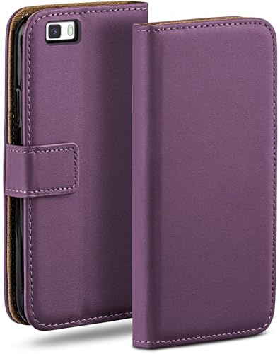 moex Book Case für Huawei P8 Lite 2015 Handyhülle mit Kartenfach, Hülle klappbar 360 Grad Schutzhülle, Klapphülle Flip Case Cover, PU Leder Handytasche Lederhülle, Lila