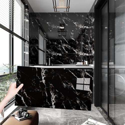 AMOYUN Piastrelle Adesive Cucina, 20 pezzi Adesive Pavimento 30x60cm Decorazioni Bagno Adesivi per Piastrelle PVC Autoadesiva Resistente al Calore Impermeabile Decorazione Per La Casa