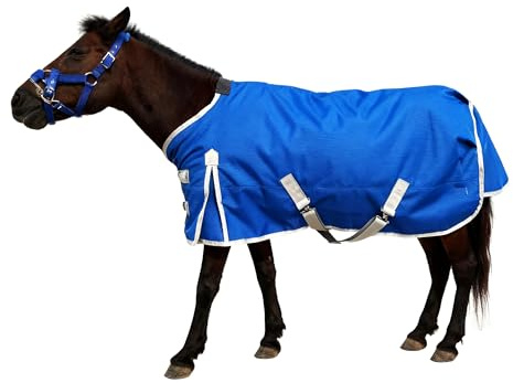 AQINGR Pferdedecke, 1200D wasserabweisende Winter-Pferdedecke, mittelschwer, mit Baumwollfüllung, 100 cm, Blau
