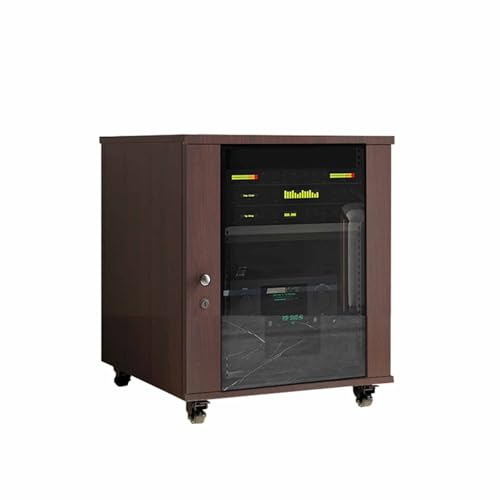Tqertrtfxa Tragbare Medienschränke,Audio-Racks mit verstellbaren Regalböden,AV-Stereoschränke,TV-Schränke mit Glastüren,CD-Player, Stereo-Receiver, Präsentationsständer(Brown1)