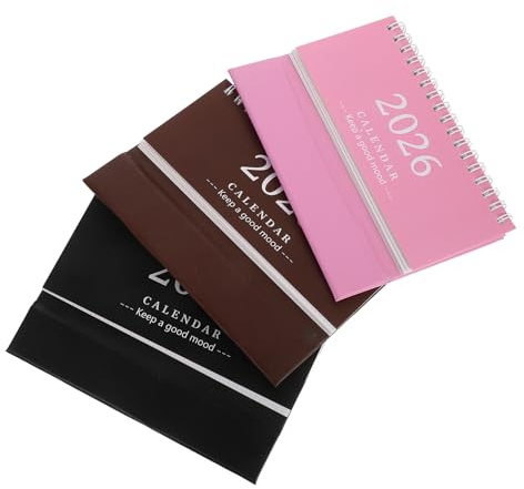 Baluue 3 Stück Mini Tischkalender Kreativer Mini desktop kalender mit Klappständer Platzsparender Ästhetischer Schreibtischkalender für Büro Zuhause und Studium