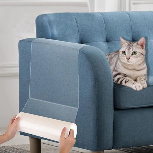 Ldzzuo Cat Anti Scratch Tape, 12 x 196.8 (30cmx5m) Anti Scratch Cat Furniture Protectors Sofa Protectors from Pets Clear Training Self Adhesive Tape for Carpet, Couch, Door