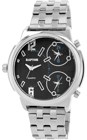 Raptor Damen Armbanduhr Analog in Silber, Gesamtlänge 23.5 cm, Edelstahlarmband – 3 ATM