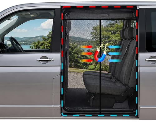Moskitonetz Magnetisch für Fliegengitter VW T5 T6 Schiebetür | Moskitonetz VW Bus Transporter, Insektenschutz, starke Magnete, Montage ohne Bohren, Ein- und Ausstieg, Camping Vanlife