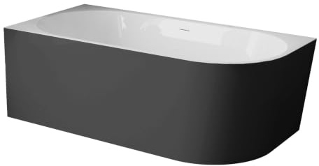 Balneo Acryl Freistehende Eckbadewanne Weiß/Schwarz Links 170 x 80 x 58 cm Modern 51 kg 290 Liter Ecke