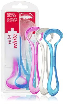 edel+white Zungenreiniger 3 Stk. I Zungenschaber zum Entfernen von Bakterien auf der Zunge I Mundgeruch bekämpfen I Tongue Scraper für bessere Mundhygiene