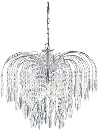 Searchlight Waterfall - 5 Light Crystal Chandelier Chrome Finish, E14