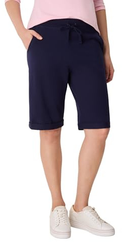 Hanes - Pantalones cortos para mujer, bermudas de rizo francés con bolsillo y forro polar de punto, bermudas para mujer, 28 cm, marino, Large
