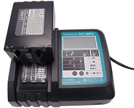 BL1850B Batteria 18V 5,0Ah con Caricatore DC18RC 3A per Makita BL1830 BL1840 BL1850, DUC353Z DUC302Z DLM380Z DLM431Z DUH523Z, Radio DMR102 DMR105 DMR108