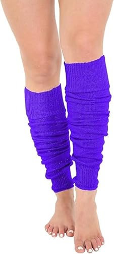 Crazy Chick® Kids Girls Plain Leg Warmer Girls School Dance Wear Lurex Legwarmer tutu Fancy (Purple)