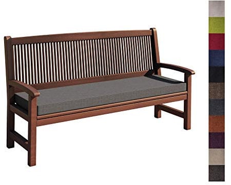 sunnypillow Bankauflage Outdoor - Stuhlkissen mit abnehmbarem Bezug - Sitzkissen für Bank - Bankpolster Polsterauflage Auflage für Gartenbank - 150 x 60 x 5cm - Bankkissen für Gartenmöbel Grau
