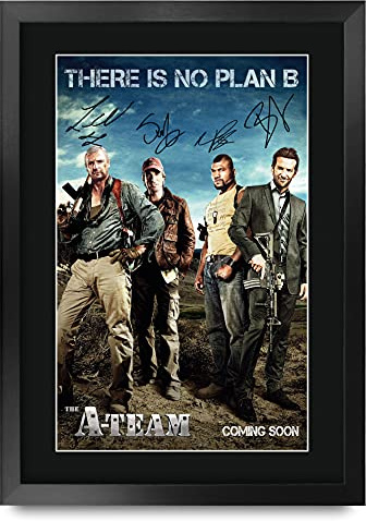 HWC Trading Das A-Team Die Darsteller Liam Neeson Bradley Cooper Geschenke Printed Poster Autogramm Bild für Film-Memorabilia Fans - A3 Eingerahmt