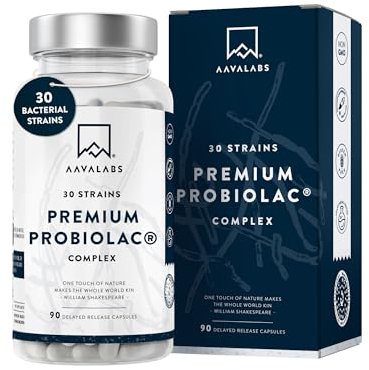 Bio Cultures Complex [ 120 Billion CFU ] 30x Bacterial Strains incl. Lactobacillus Acidophilus & Bifidobacterium per Serving - 90 Capsules - 3rd Party Tested