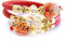 VENEZIA CLASSICA - Damen-Armband mit Perlen aus Muranoglas und echtes Leder, Kollektion Diana, Modell Contrarie mit Goldblatt, Rot