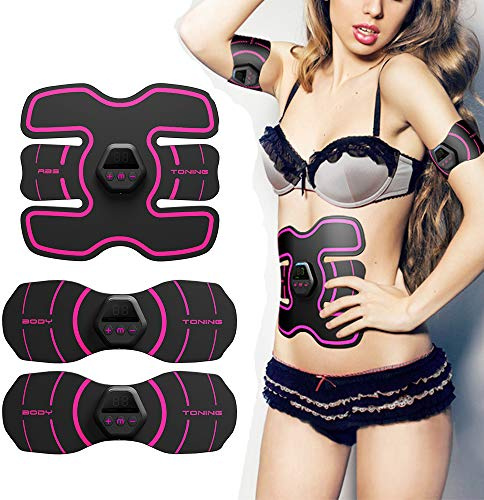 VOANZO Muskel-Toner, Bauchmuskel-Trainer, Bauchmuskel-Trainer, Fitness-Gürtel, Bauchmuskeltrainer, für Männer und Frauen, Arm- und Beintrainer (Digitalanzeige, USB)