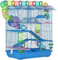 PawHut Cage pour Hamster Souris Petit Animaux Rongeur avec Tunnel Mangeoire Roue Jouet 47 x 30 x 59 cm Bleu