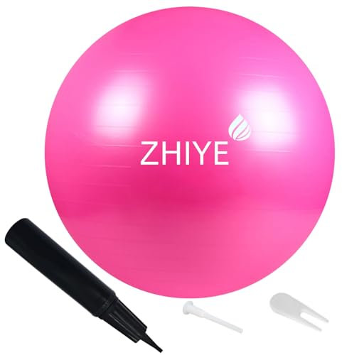 ZHIYE Palla da pilates rosa, 75 cm, per esercizi di yoga, fitness, yoga, stabilità, sbarra, allenamento fisioterapia, palla svizzera, palestra a casa