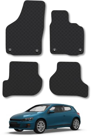 Compatible with VW Scirocco (2009-2017) 3mm Rubber Car Mats | Tailored Fit Durable Floor Mats Full Coverage Protection Waterproof Accessories Easy Clean Anti Slip Made in the UK