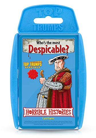 Top Trumps Horrible Histories Specials Kartenspiel, Spielen Sie mit den verabscheuungswürdigsten der Geschichte von König Heinrich VIII, Kleopatra VII und Alexander dem Großen, Geschenk und Spielzeug