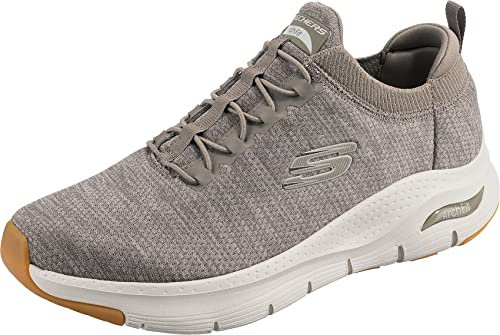 Skechers Herren Arch Fit Waveport Sneaker, Taupe Mesh Trim, 42 EU